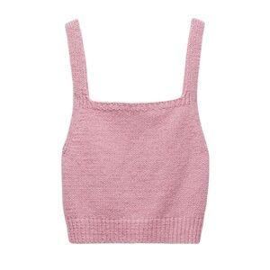 ZARA Pink Rustic Strappy Knit Crop Top Size Small NWOT Mean Girls Barbiecore